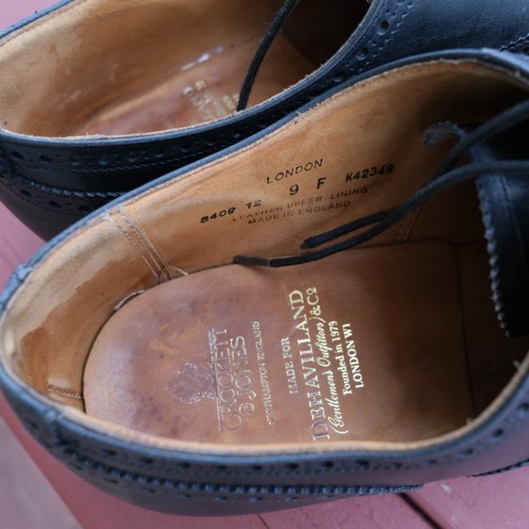 Crockett & Jones London Full-Brogue Oxford Black Calf Leather Sz UK 9 F / US 10 - Picture 9 of 13